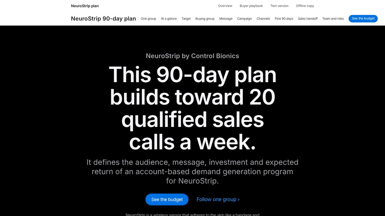 NeuroStrip 90-day plan landing page