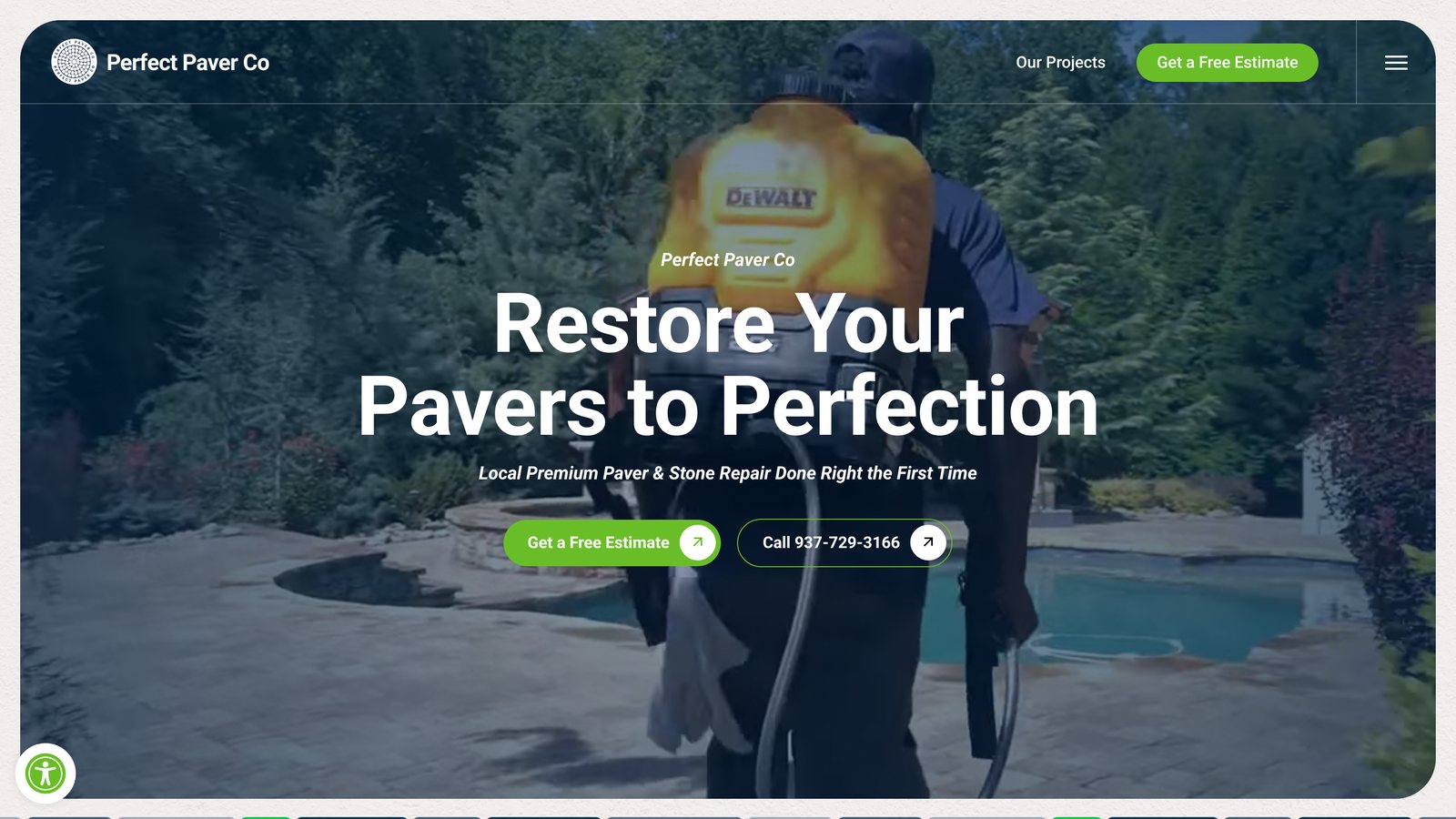 Perfect Paver Co website homepage