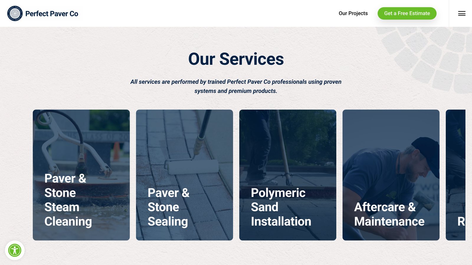 Perfect Paver Co services section