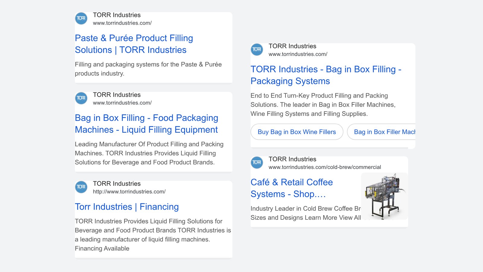 Torr Industries Google search ads
