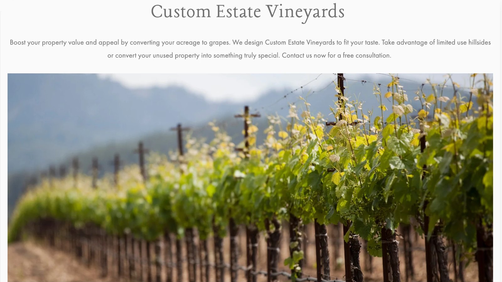 Custom estate vineyards
